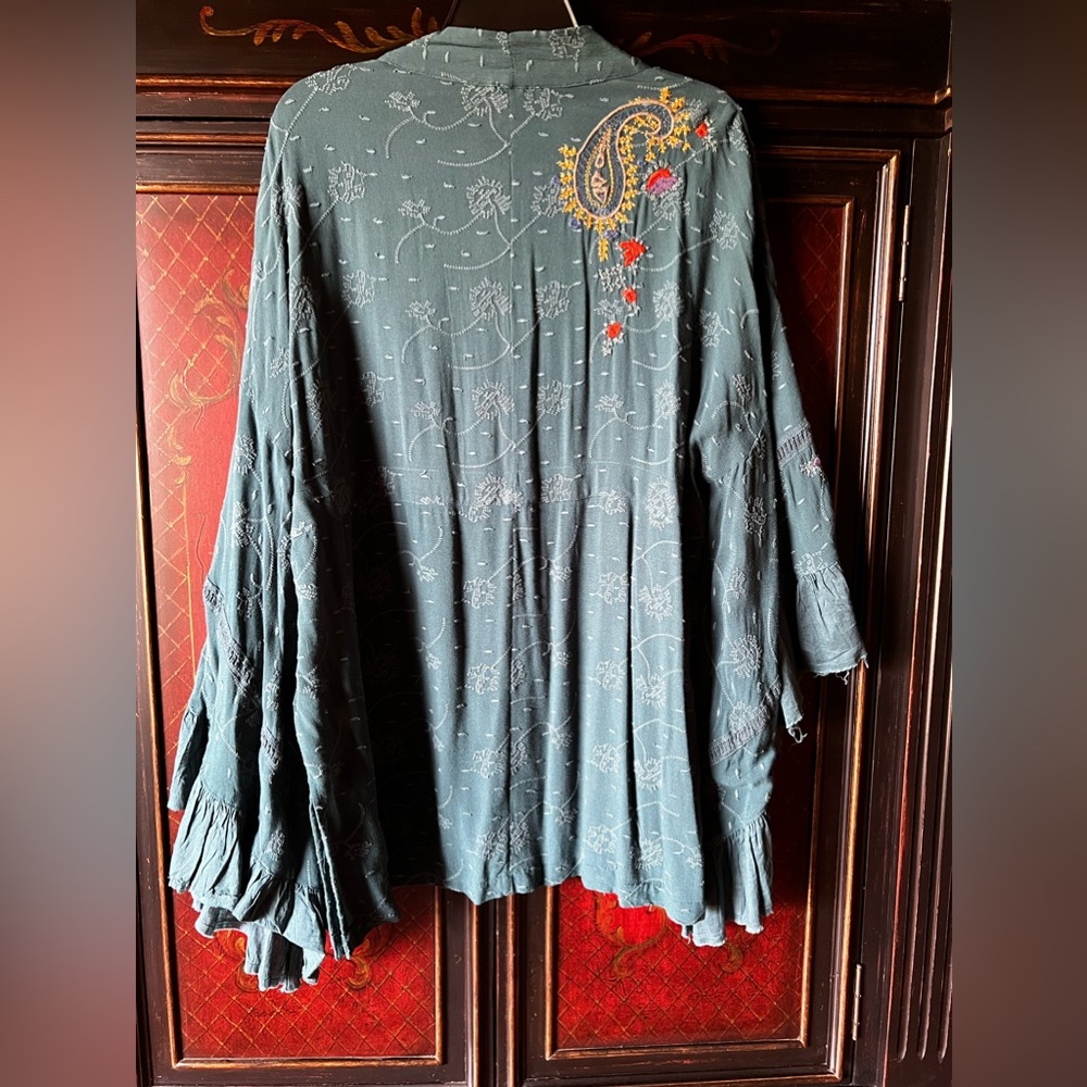 Free People Women’s Dottie West Embroidered Ruffled Kimono - Picture 7 of 14